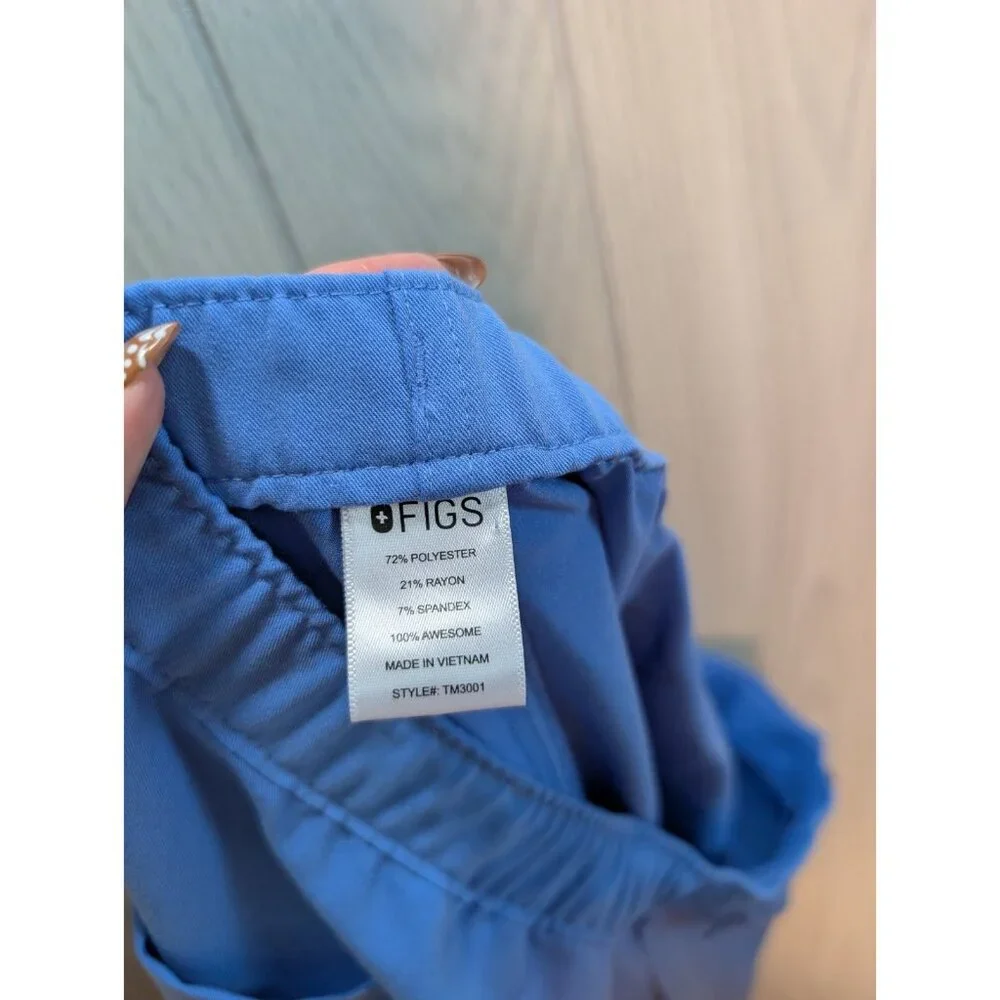 Figs Scrub Pants Men's Large Blue Cairo Cargo Classic Fit Straight Leg Pockets
